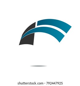 black and blue gradient abstract icon logo sign illustration isolated on white background