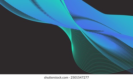 Black blue and green vector wave futuristic technology background