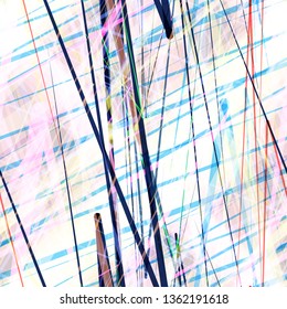 Black, blue, grey hatching on white and pink surface. Seamless texture. Abstract vector background for web page, banners backdrop, fabric, home decor, wrapping