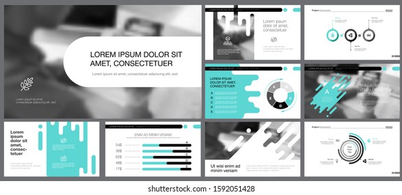 Black, blue, grey and white infographic design elements for presentation slide templates. Business and project development concept can be used for annual report, brochure layout, banner design