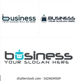 Black blue head robot cute logotype icon concept line vector suitable for internet business advertising company online