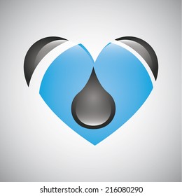 Black and blue heart, Vector design