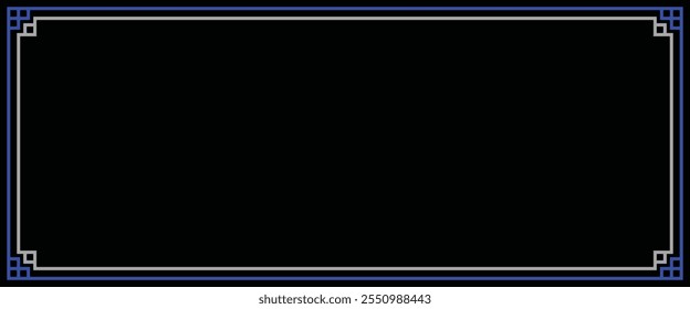 Black and blue horizontal frame vector illustration design. Frame design simple and elegant. Horizontal frame with black background. 