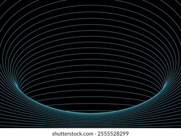 Black and blue hypnotic wormhole tunnel optical Illusion background.