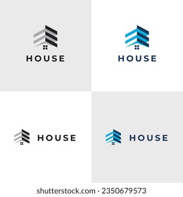 Black and blue Initial Letter E Real Estate Logo Image on White gray Background. Flat Vector Logo Design Template Element for Construction Architecture Building Logos.