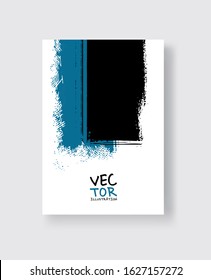 Black blue ink brush stroke on white background. Minimalistic style. Vector illustration of grunge element stains.Vector brushes illustration.