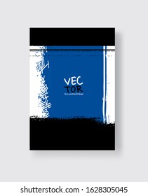 Black blue ink brush stroke on white background. Minimalistic style. Vector illustration of grunge element stains.Vector brushes illustration.