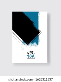 Black blue ink brush stroke on white background. Minimalistic style. Vector illustration of grunge element stains.Vector brushes illustration.
