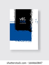 Black blue ink brush stroke on white background. Minimalistic style. Vector illustration of grunge element stains.Vector brushes illustration.