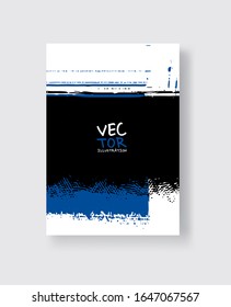 Black blue ink brush stroke on white background. Minimalistic style. Vector illustration of grunge element stains.Vector brushes illustration.