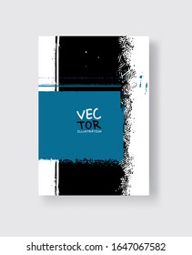 Black blue ink brush stroke on white background. Minimalistic style. Vector illustration of grunge element stains.Vector brushes illustration.