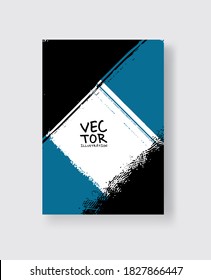 Black blue ink brush stroke on white background. Minimalistic style. Vector illustration of grunge element stains.Vector brushes illustration.