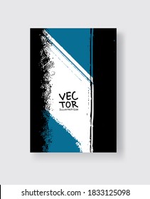 Black blue ink brush stroke on white background. Minimalistic style. Vector illustration of grunge element stains.Vector brushes illustration.