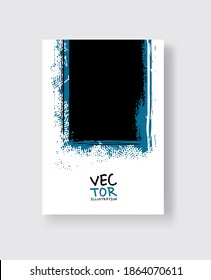 Black blue ink brush stroke on white background. Minimalistic style. Vector illustration of grunge element stains.Vector brushes illustration.