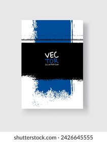 Black blue ink brush stroke on white background. Minimalistic style. Vector illustration of grunge element stains.Vector brushes illustration.