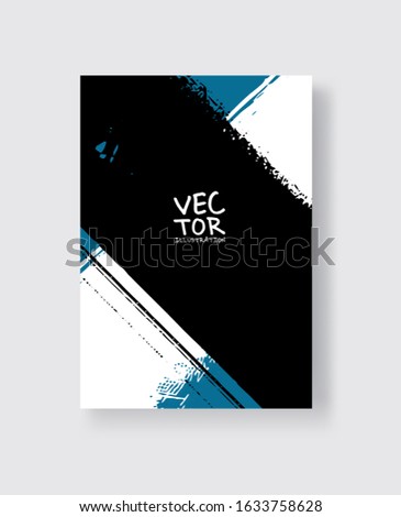 Black blue ink brush stroke on white background. Minimalistic style. Vector illustration of grunge element stains.Vector brushes illustration.