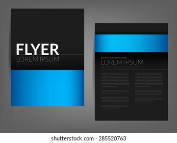 Black and blue label brochure template flyer background design for A4 paper size with space for text and message design