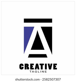Black blue A letter logo vector, icon design.
