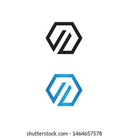 Black and Blue line hexagon logo icon design - Vector