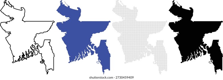 Mapa negro y azul de Minnesota con contorno y versiones punteadas
