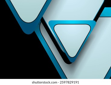 Black and blue minimal triangles abstract tech background. Vector geometry design