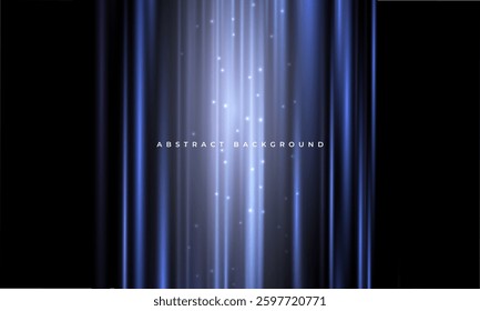 Black and blue modern abstract background with vertical glowing movement and high-speed light effect. Vector illustration