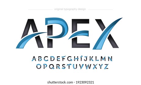 Black and Blue Modern Futuristic Arched Sports Typography Artistic Font