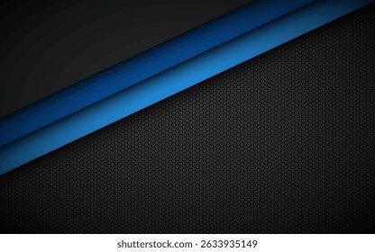 Black and blue modern material design with polygonal texture. Corporate template with overlapped layers for your business. Vector abstract widescreen background