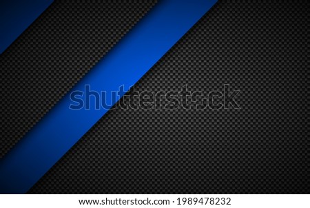 Black and blue modern material design with carbon fibre texture. Corporate template with overlapped layers for your business. Vector abstract widescreen background