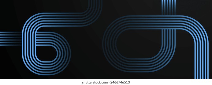 Negro y azul moderno simple líneas dinámicas brillantes Formas Anuncio con concepto de tecnología futurista