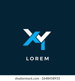 Black and blue monogram XY initial letter logo vector