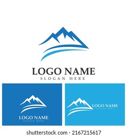 Black and blue mountain logo design template