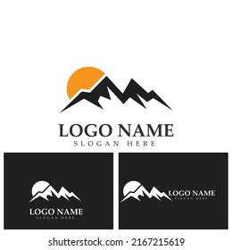 Plantilla de diseño de logotipo de montaña azul y negro
