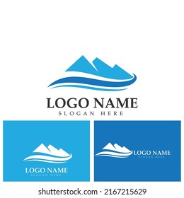 Black Blue Mountain Logo Design Template Stock Vector (Royalty Free ...