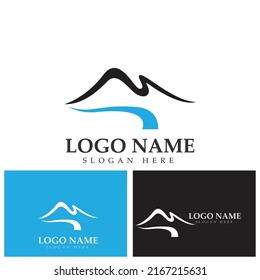 Black and blue mountain logo design template