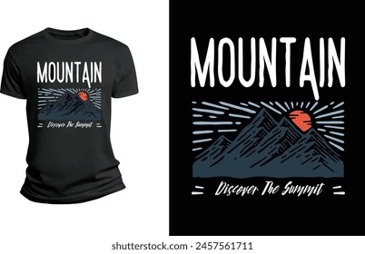 Black and Blue Mountains Geometric Travel T-Shirt