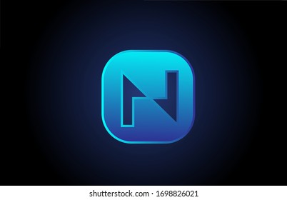 black blue N alphabet letter logo design icon for company and business