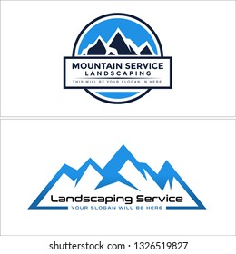 Black Blue Navy Line Art Circle Mountain Stone Badge Combination Mark Logo Design Concept Vector Suitable For Landscaping Services Irrigation Sport Recreation