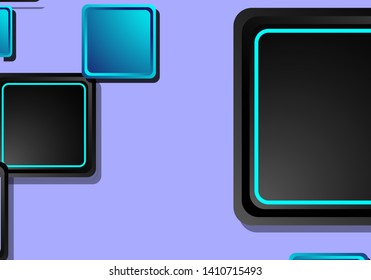 Black and blue neon squares abstract hi-tech background. Vector geometric design
