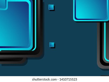 Black and blue neon squares abstract hi-tech background. Vector geometric design
