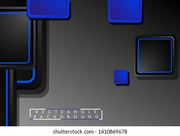 Black and blue neon squares abstract hi-tech background. Vector geometric design

