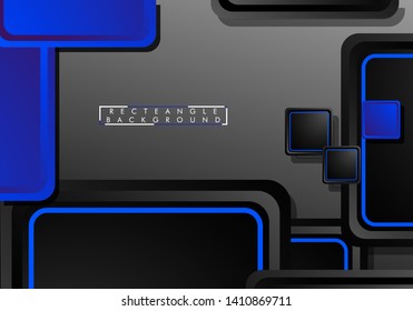 Black and blue neon squares abstract hi-tech background. Vector geometric design
