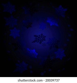 Black Blue Night Snowflakes