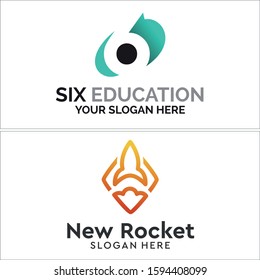 Black blue orange circle arrow rocket icon symbol modern logo template suitable for education internet digital online technology learning university coaching astronomy training school company 