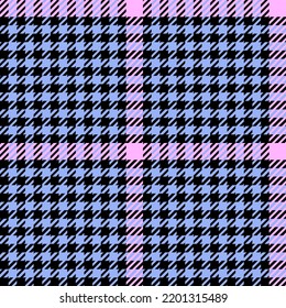 Comprobación de la rejilla de gallo negro, azul y rosa. Patrón de platillos vectoriales sin igual adecuado para la moda, la decoración del hogar y el estacionario.