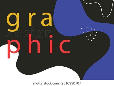 Un cartel negro y azul con el Diseño gráfico en Adobe Illustrator