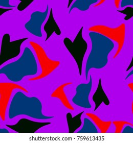 black blue red abstract spots on a purple background