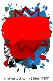 Burbuja del discurso de graffiti negro, azul y rojo. Resumen moderno Mensajería señas decoración de arte callejero, Icono de discusión realizado al estilo de pintura urbana.
