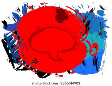 Black, Blue und Red Graffiti Sprachblase. Abstrakte moderne Messaging-Zeichen Straßenkunst Dekoration, Diskussion Ikone im urbanen Malstil.