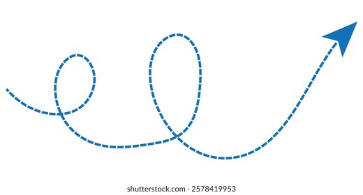 Black, Blue, Red hand drawn dashed arrows set. Curve Dotted line, preliminary. isolated on white background vector collection. Clean dot arrows style doodle set hand drawn. Design eps 10